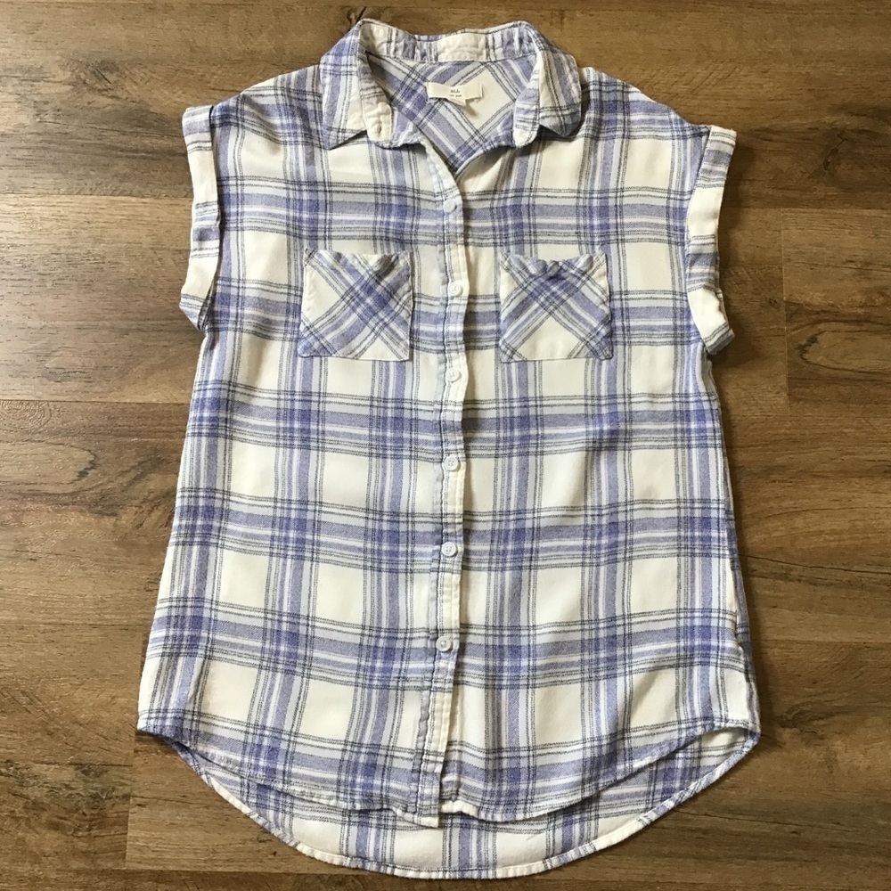 BLL New York Shirt Size S Flannel Button Down Top Soft Fabric Blue White